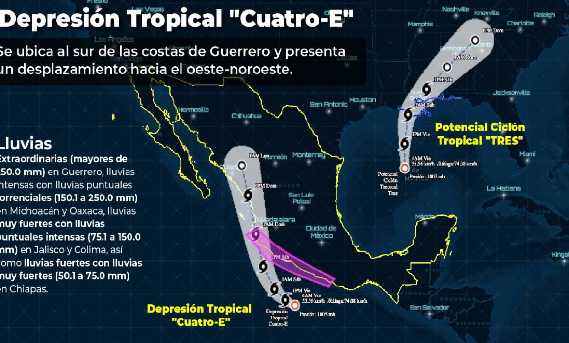 Se forma la depresión tropical 4 E al sur de las costas de Guerrero