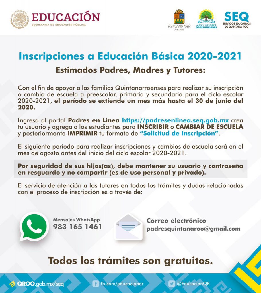 Extienden Plazo Para Inscripciones Escolares En Quintana Roo ...