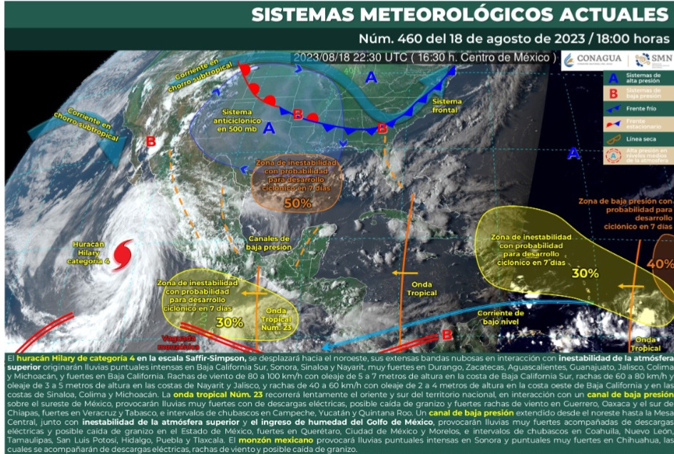 Gana fuerza huracán Hilary generará severas inundaciones en Tijuana