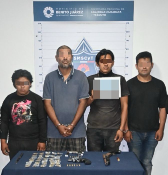 Capturan a 4 hombres con armas y droga en Cancún - Quadratin Quintana Roo