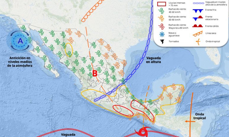 Chubascos, actividad eléctrica, bochorno y vientos en el Caribe mexicano
