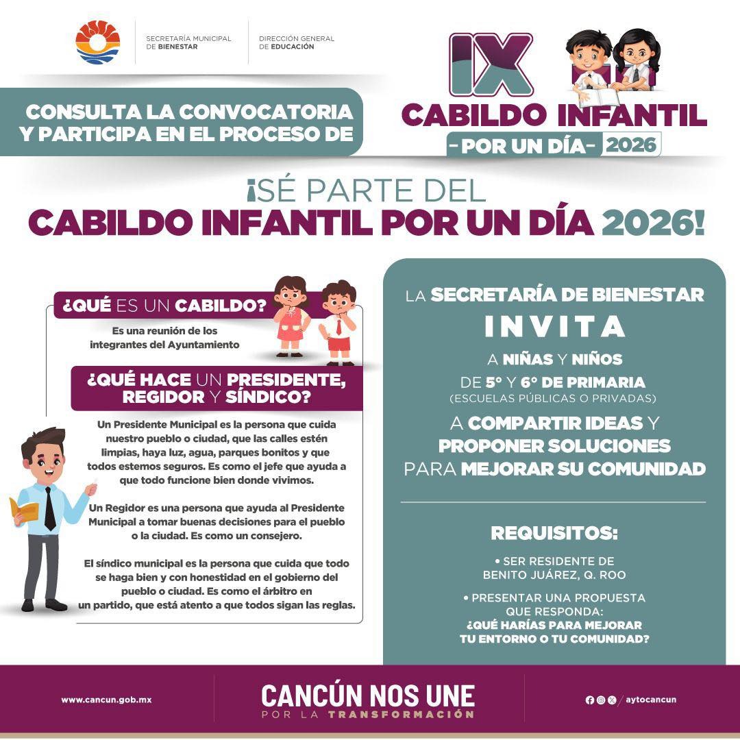 Preparan elección del Cabildo Infantil 2026 en Cancún - Quadratin ...
